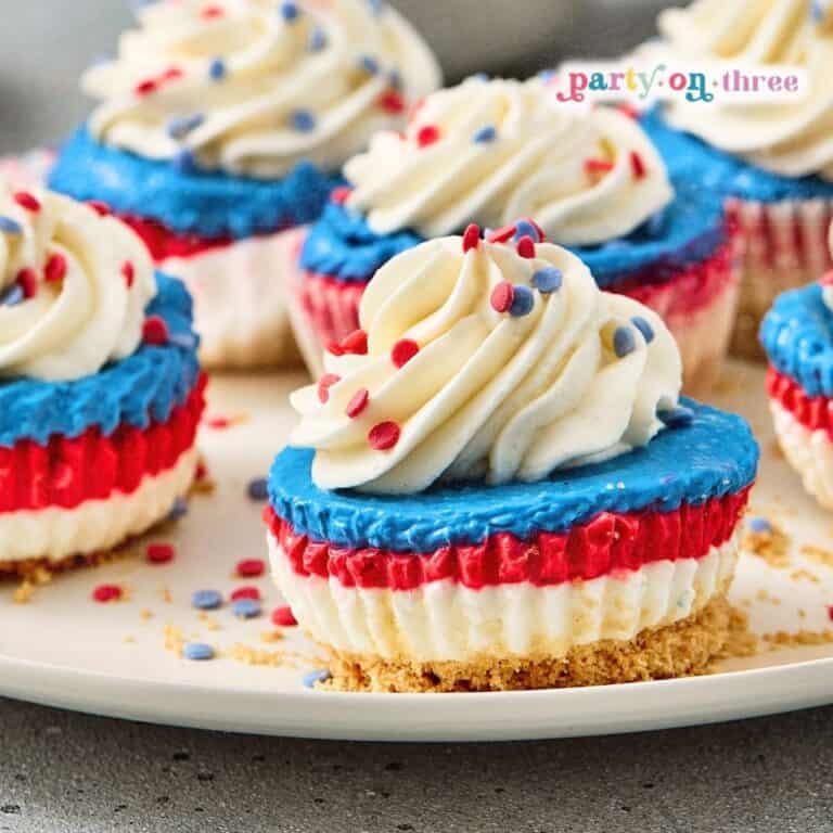 No Bake Red, White, and Blue Mini Cheesecakes