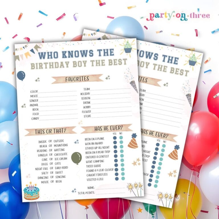 Who Knows the Birthday Boy Best (Free Printable)