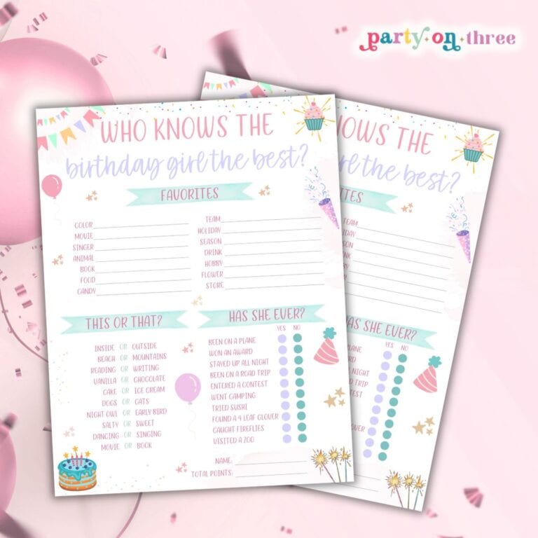 Who Knows the Birthday Girl Best (Free Printable)
