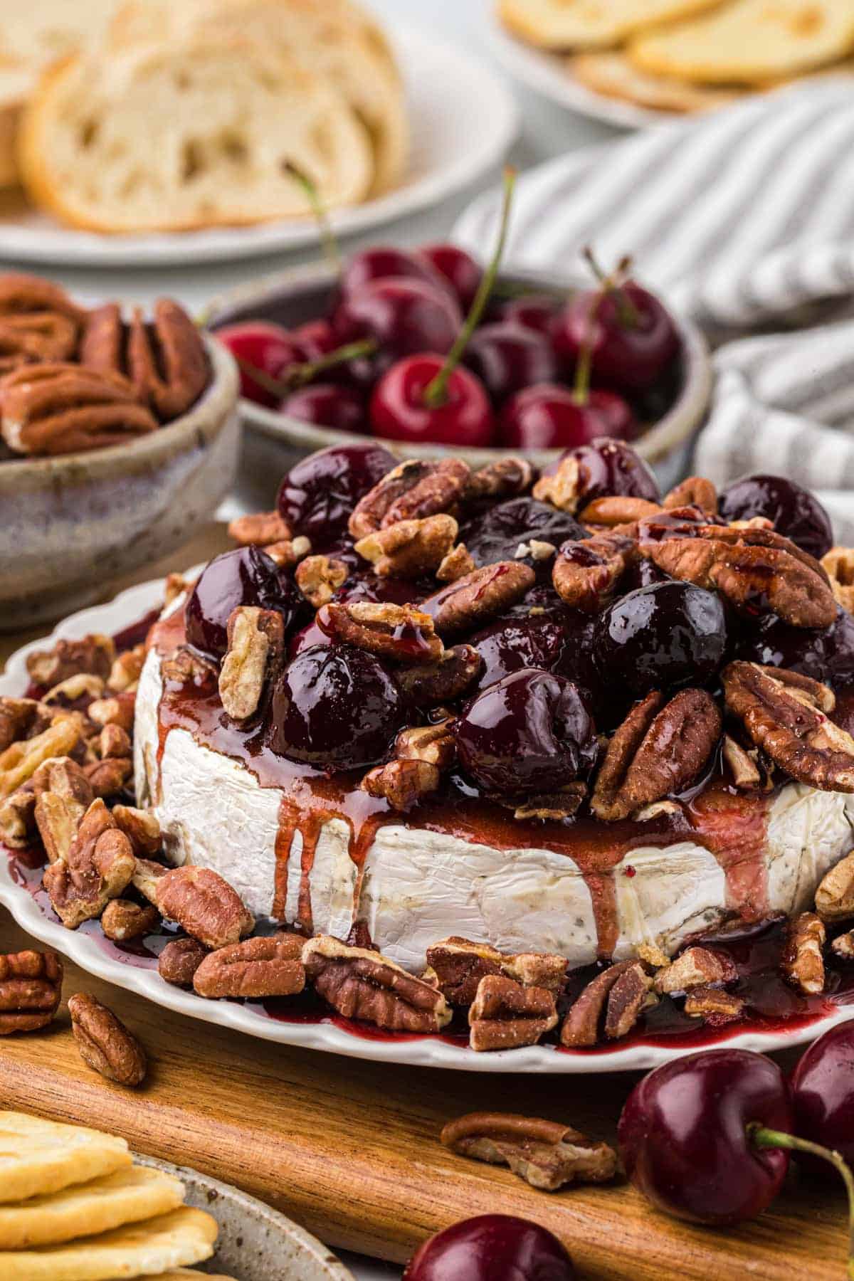 Baked Brie with Pecans and Cherry Sauce