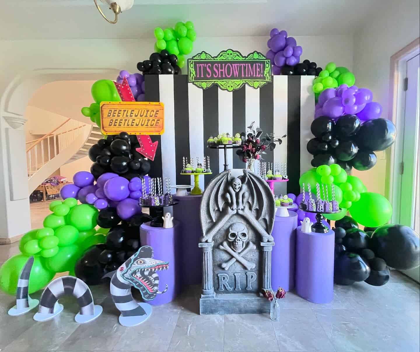 Beetlejuice Showtime Backdrop for a Halloween Birthday