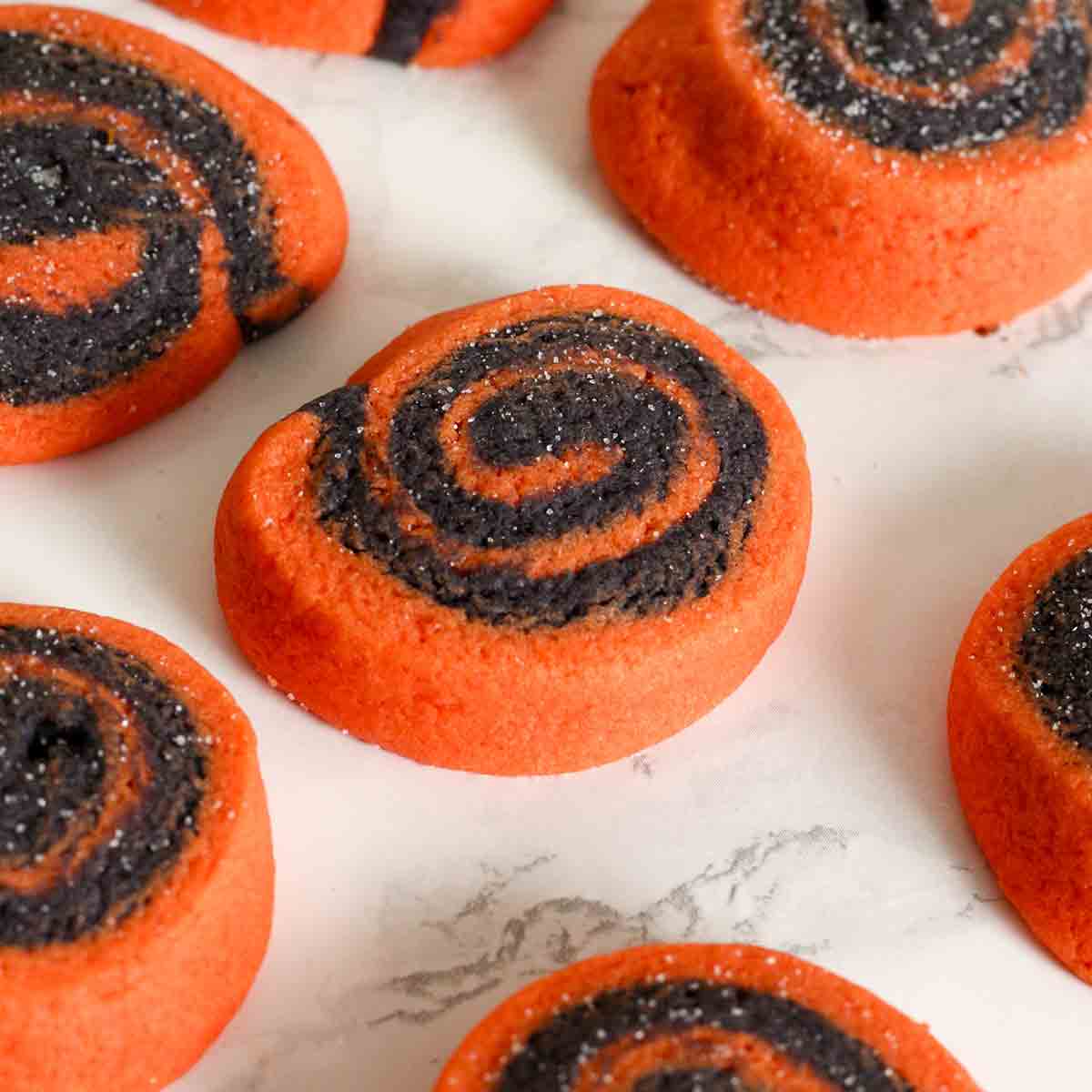 Black & Orange Halloween Pinwheel Cookies