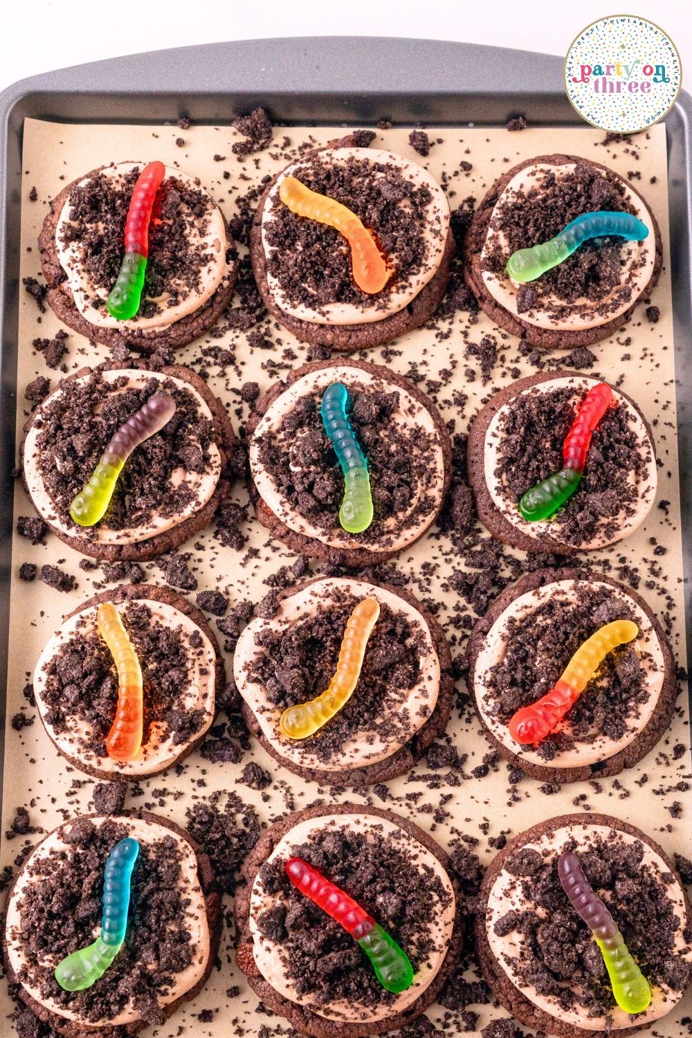 Dirt Cake Cookies with Gummy Worms