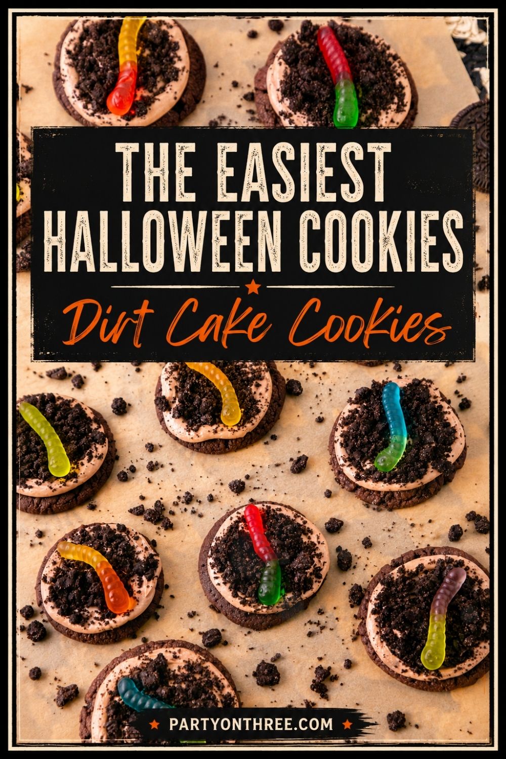 Dirt Cake Cookies with Gummy Worms