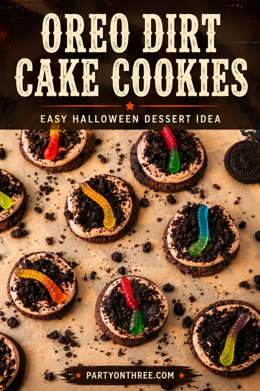 Dirt Cake Cookies with Gummy Worms