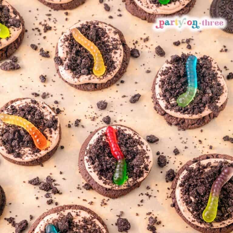 Dirt Cake Cookies with Gummy Worms