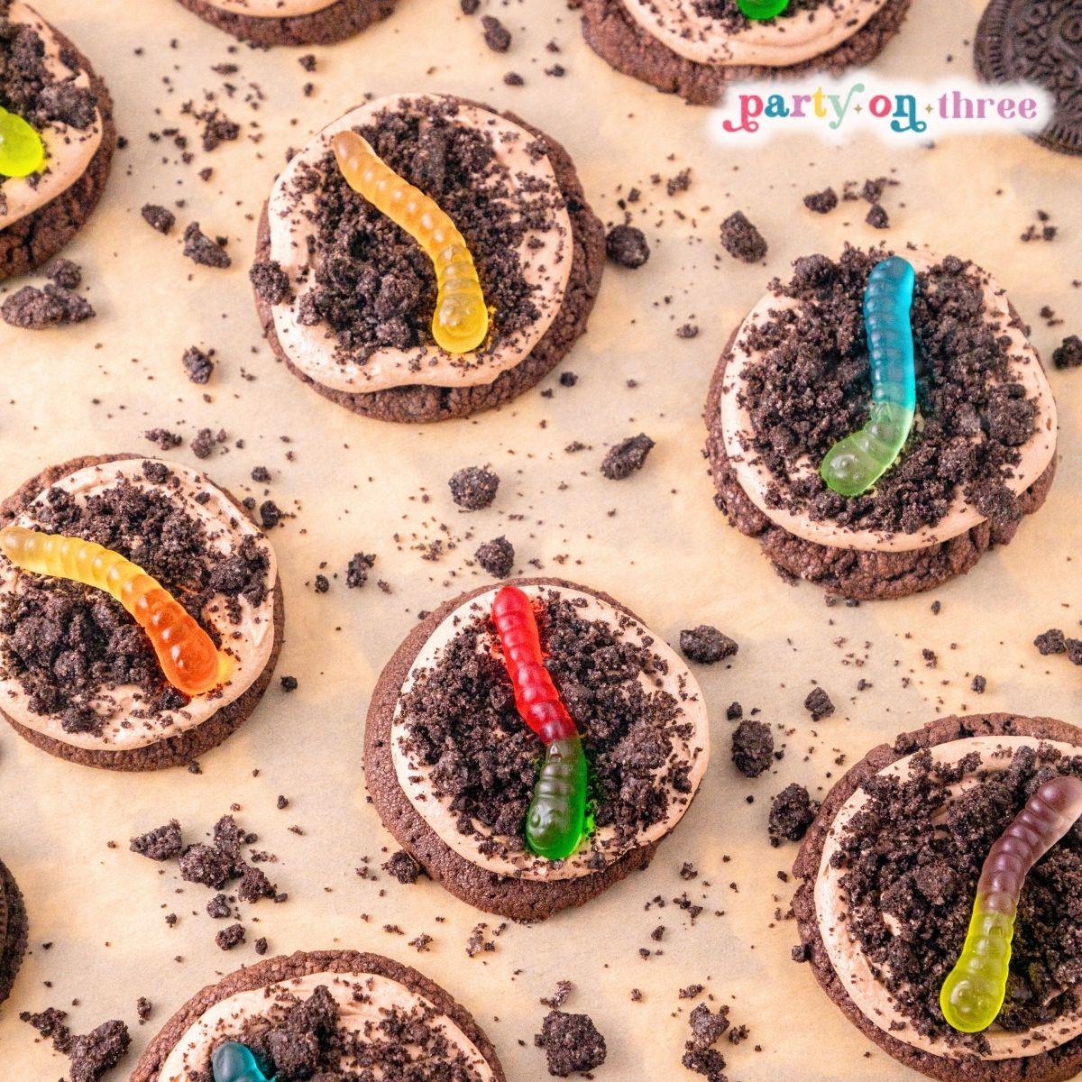 Dirt Cake Cookies with Gummy Worms