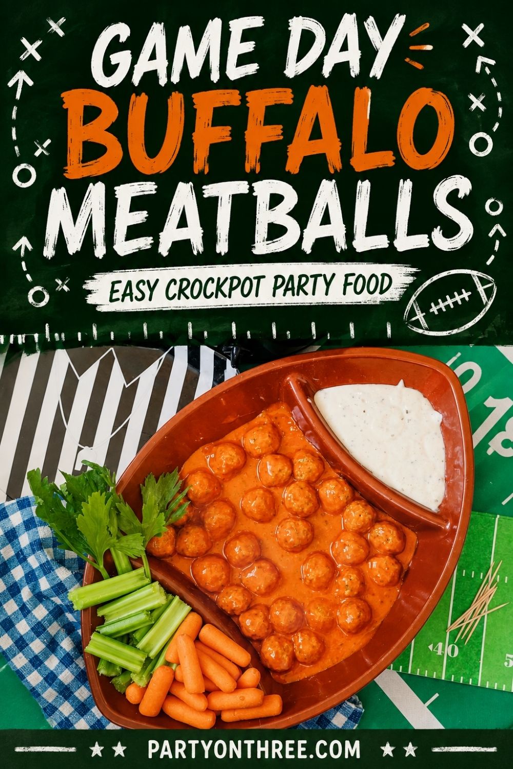 Easy Crockpot Buffalo Meatballs (3 Ingredient Game Day Appetizer)