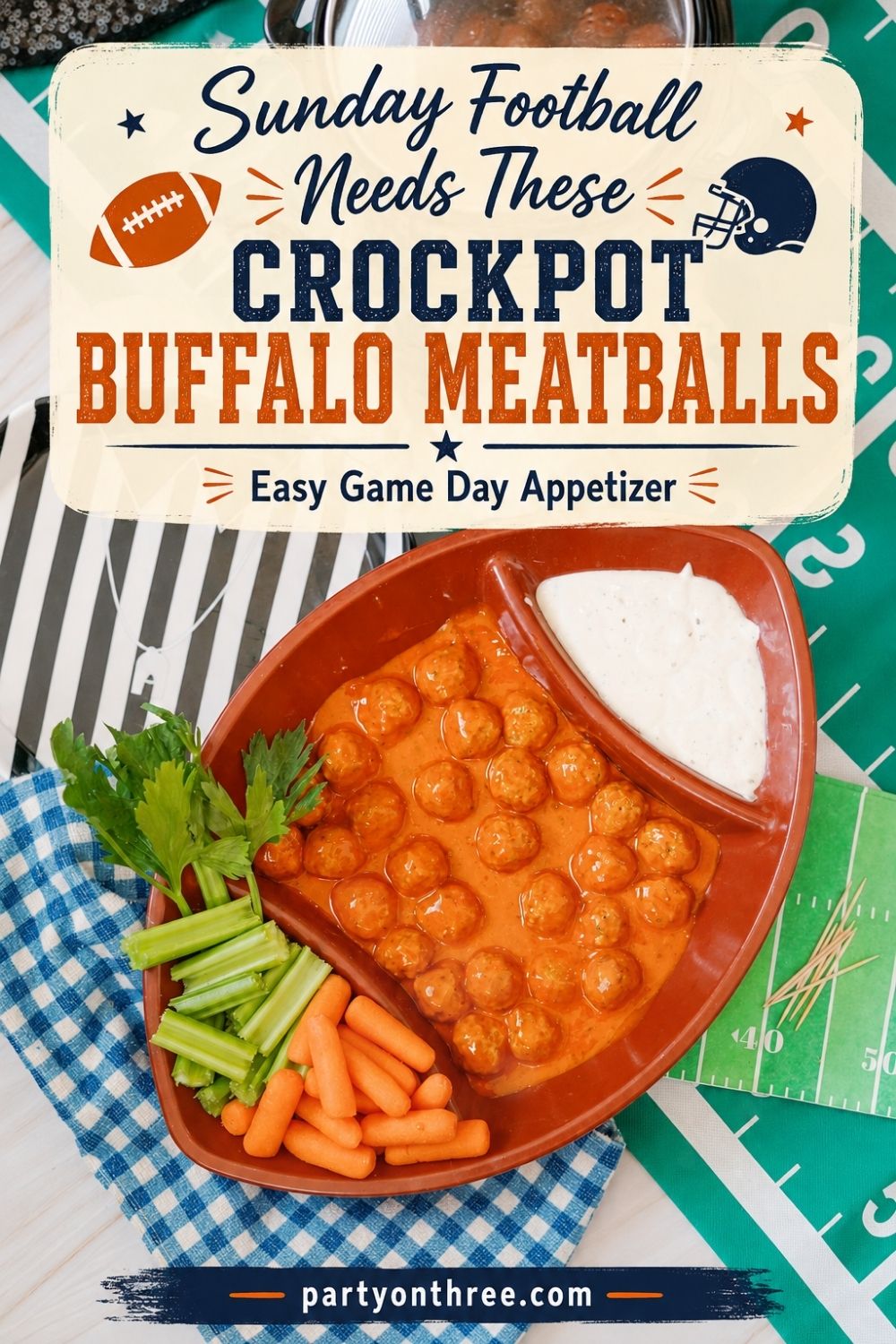 Easy Crockpot Buffalo Meatballs (3 Ingredient Game Day Appetizer)