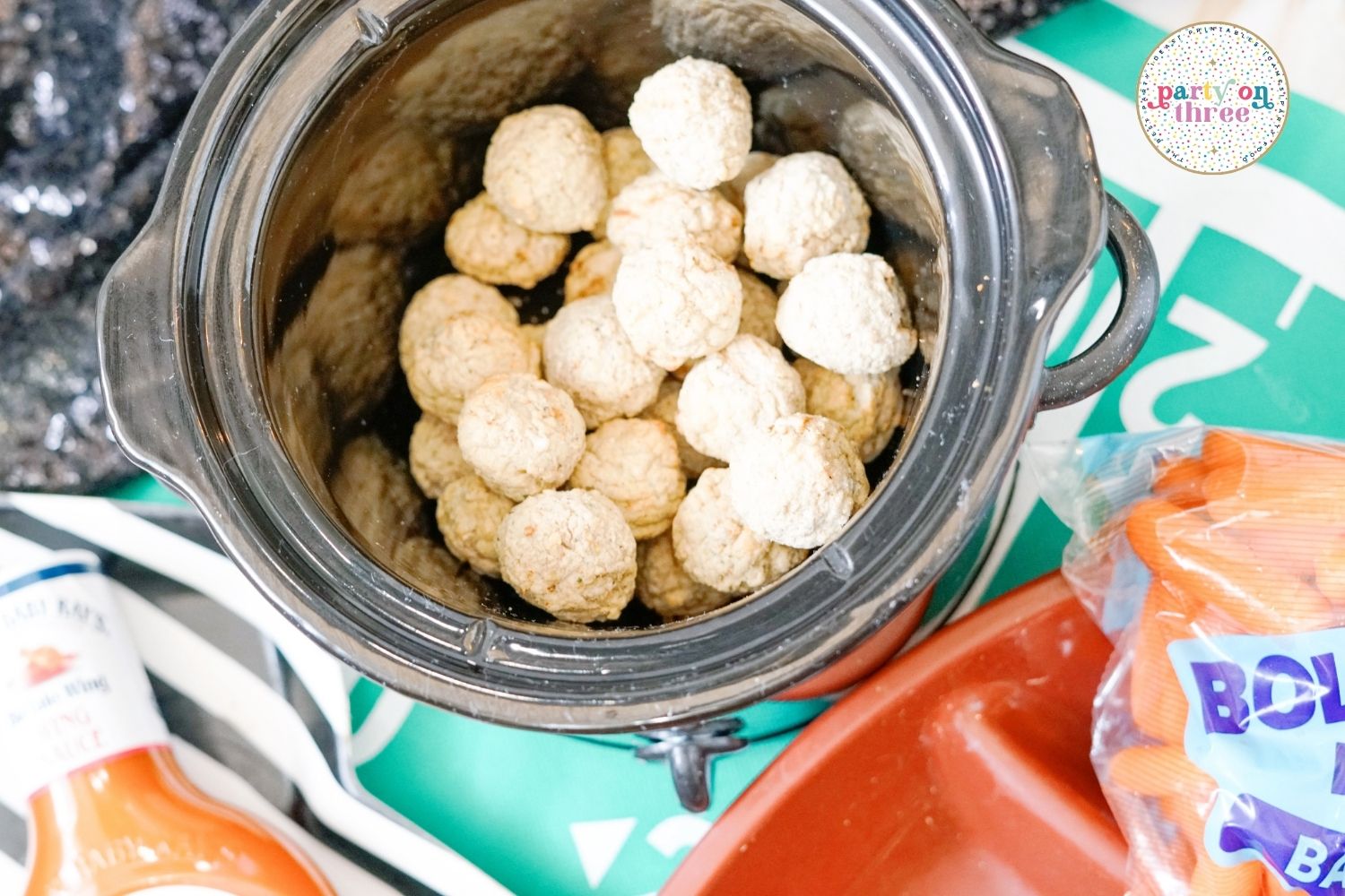 Easy Crockpot Buffalo Meatballs (3 Ingredient Game Day Appetizer)