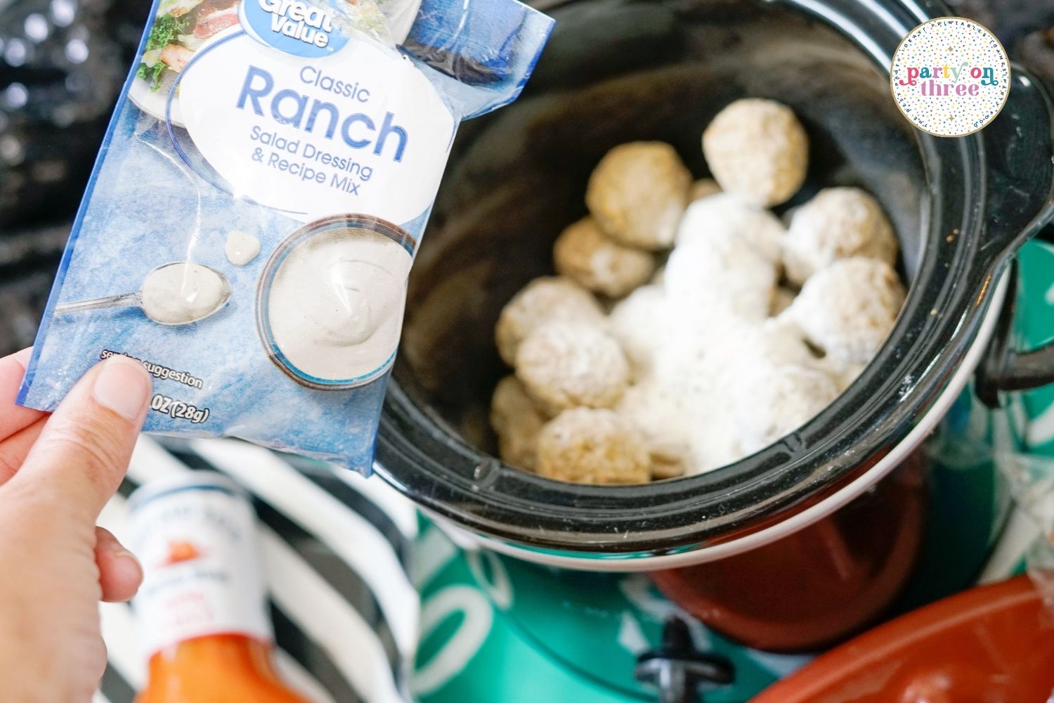 Easy Crockpot Buffalo Meatballs (3 Ingredient Game Day Appetizer)
