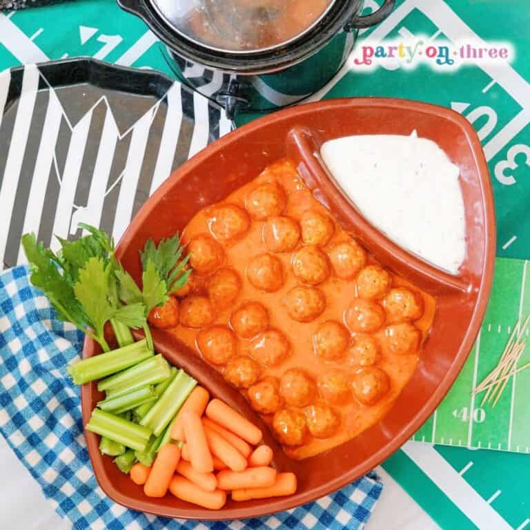 Easy Crockpot Buffalo Meatballs (3 Ingredient Game Day Appetizer)