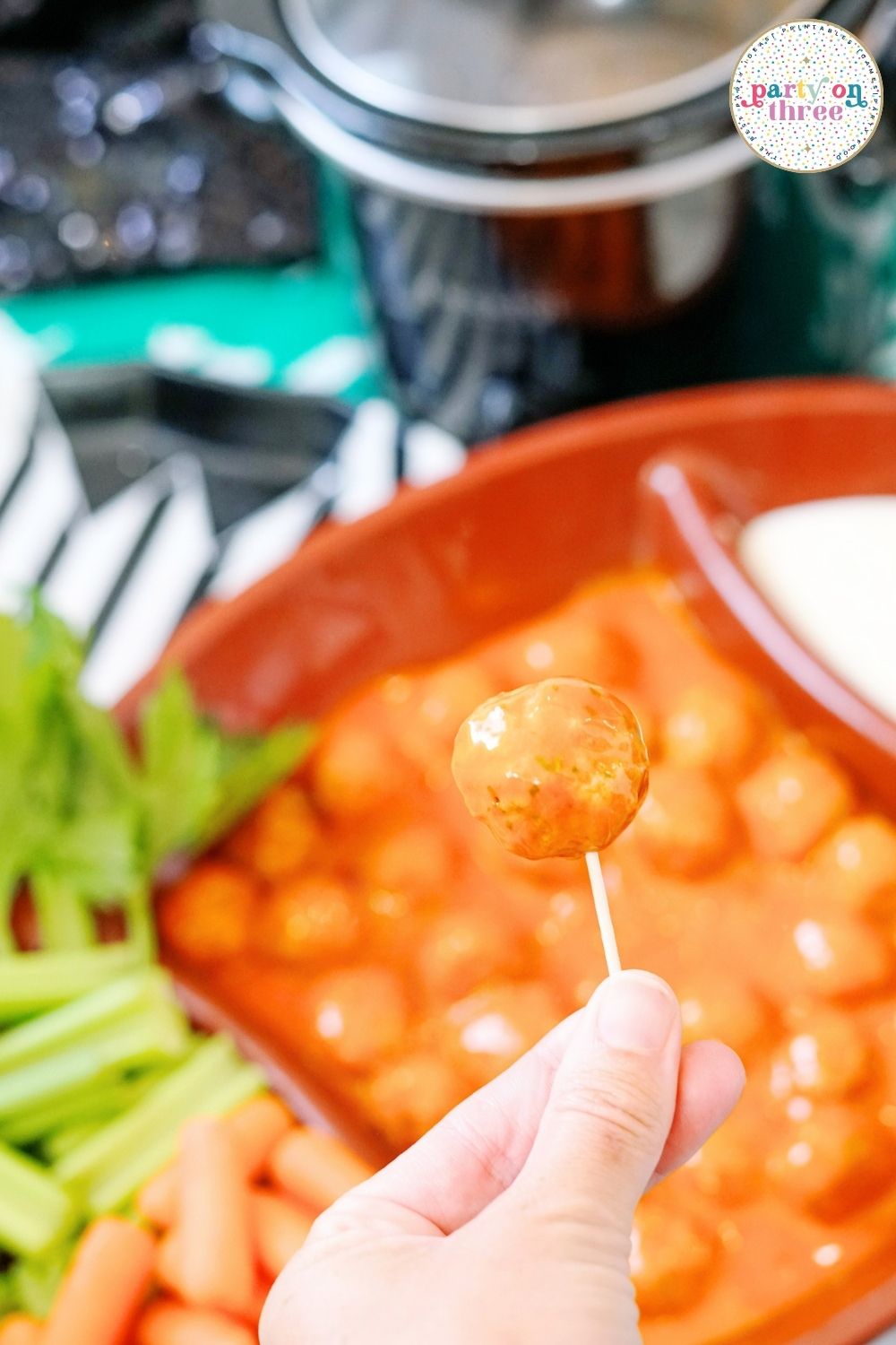 Easy Crockpot Buffalo Meatballs (3 Ingredient Game Day Appetizer)