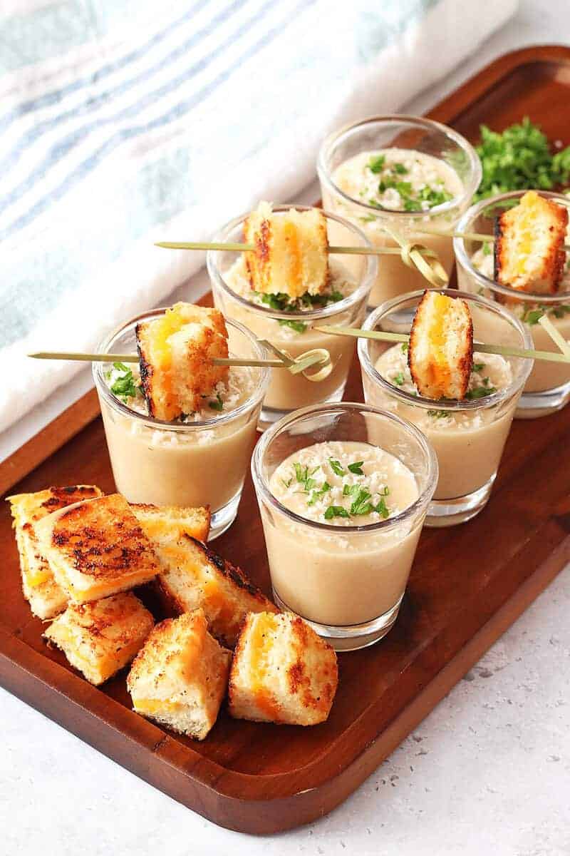 Garlic Bread Soup Shooters