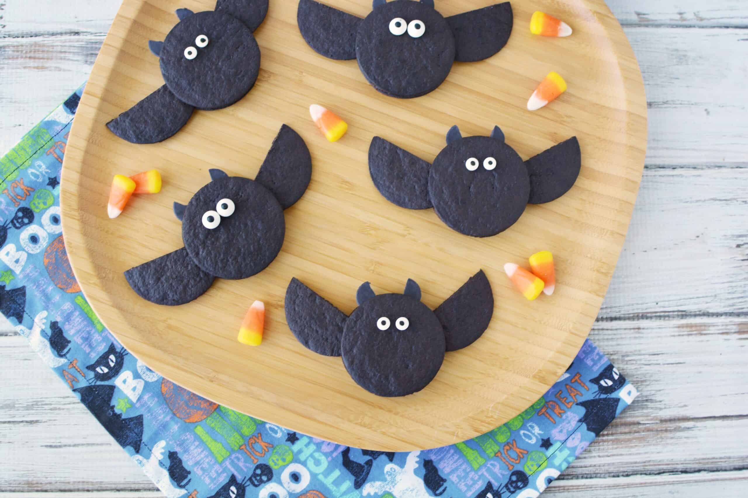 Halloween No Bake Cookies (Bat-Shaped)