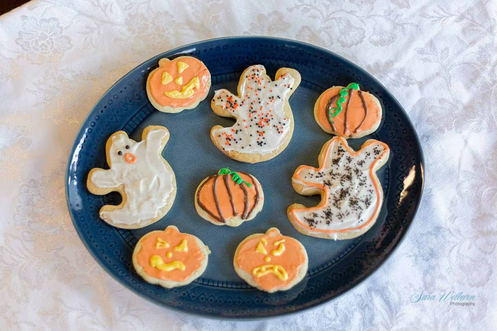 Halloween Sugar Cookies with Cream Cheese Frosting