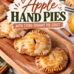 Glazed apple hand pies with text noting they're made with store-bought pie crust for fall