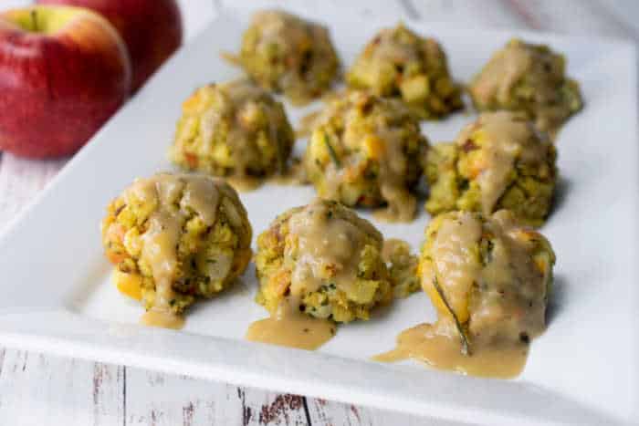 Apple Stuffing Bites with Rosemary Gravy Before Dinner