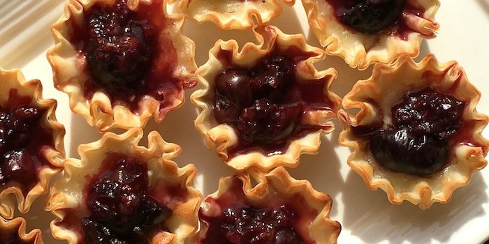 Brie and Dark Cherry Phyllo Cups for a Holiday Table