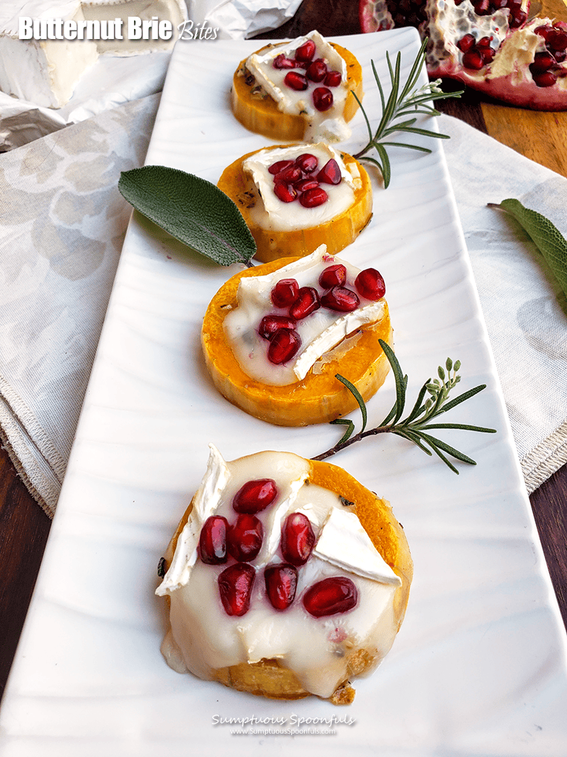 Butternut Squash Brie Bites with Pomegranate Crunch