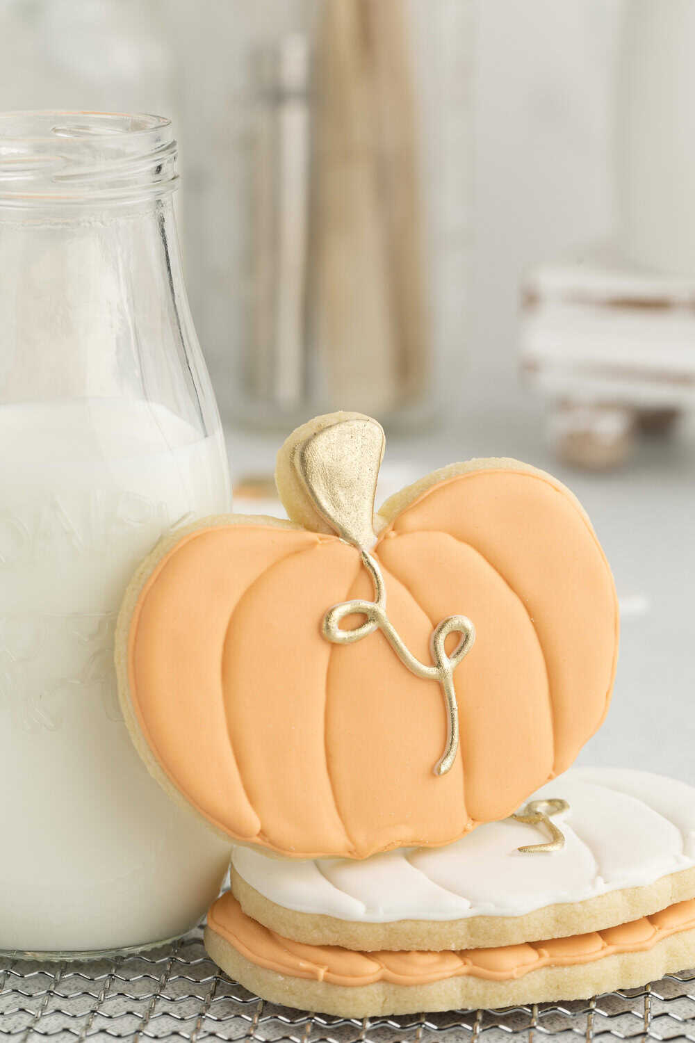 Decorated Pumpkin Shaped Cookies (Sugar Cookies with Royal Icing)