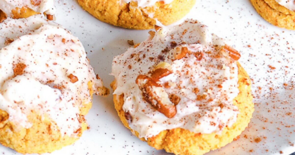Keto Pumpkin Cookies with Cream Cheese Frosting
