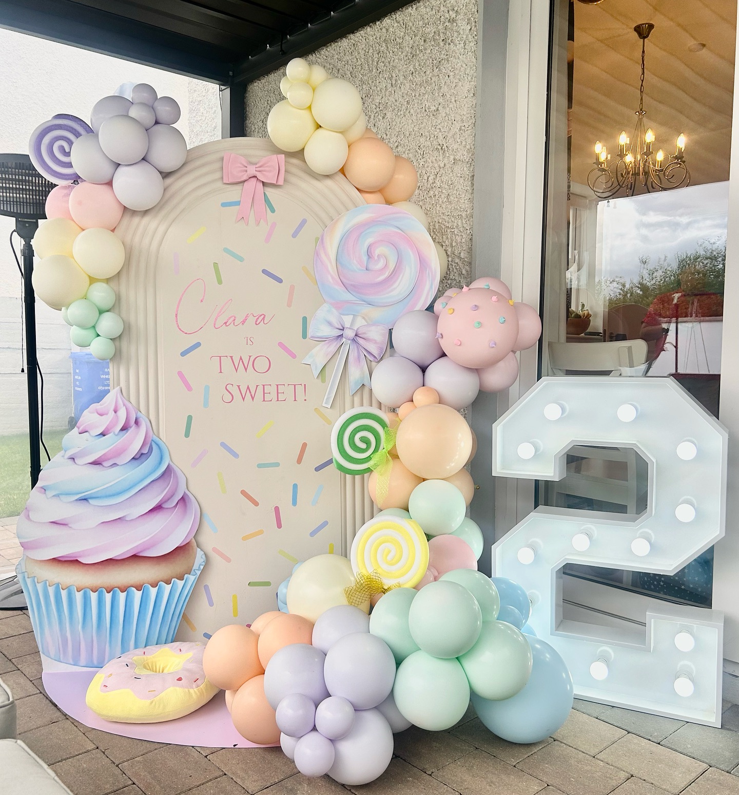 Pastel Cotton Candy Cupcake Sweets Theme Backdrop