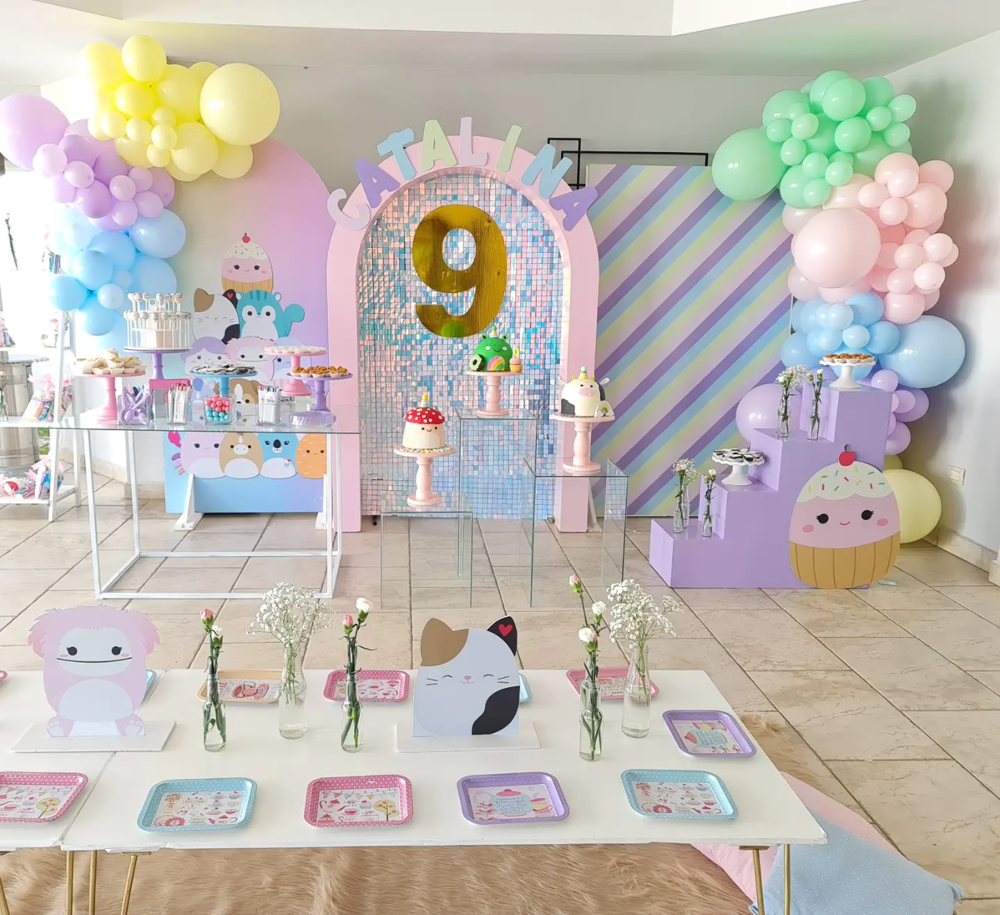Pastel Number Backdrop With Squishy Character Cutouts