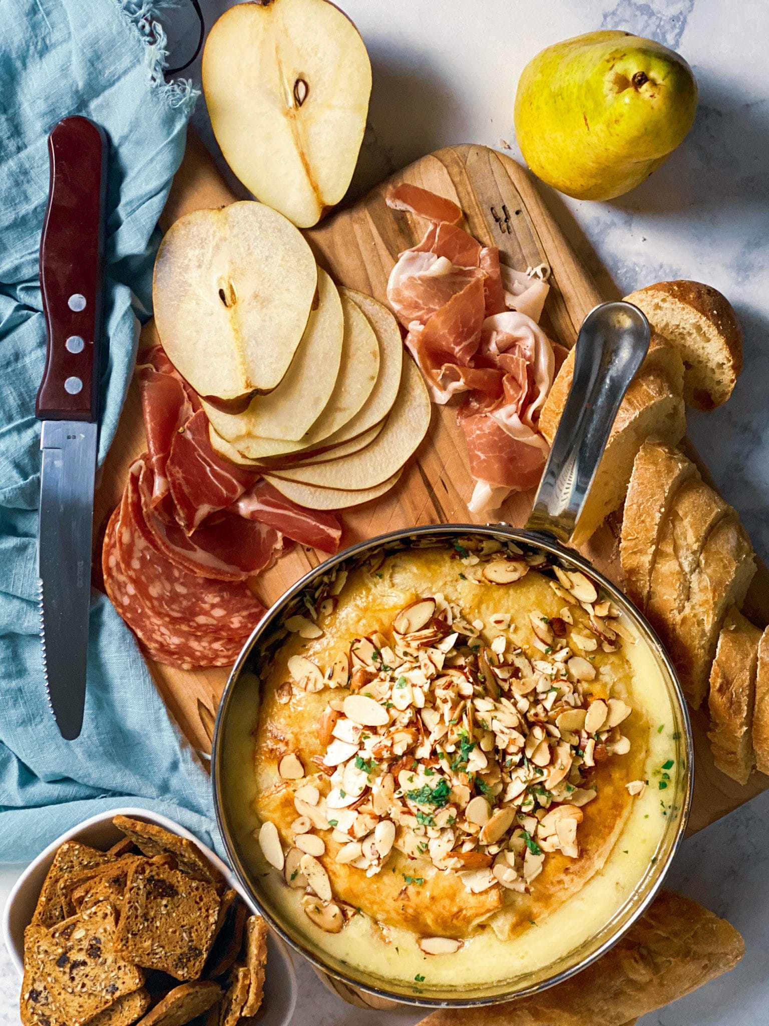 Puff Pastry Brie with Fig Jam and Pears