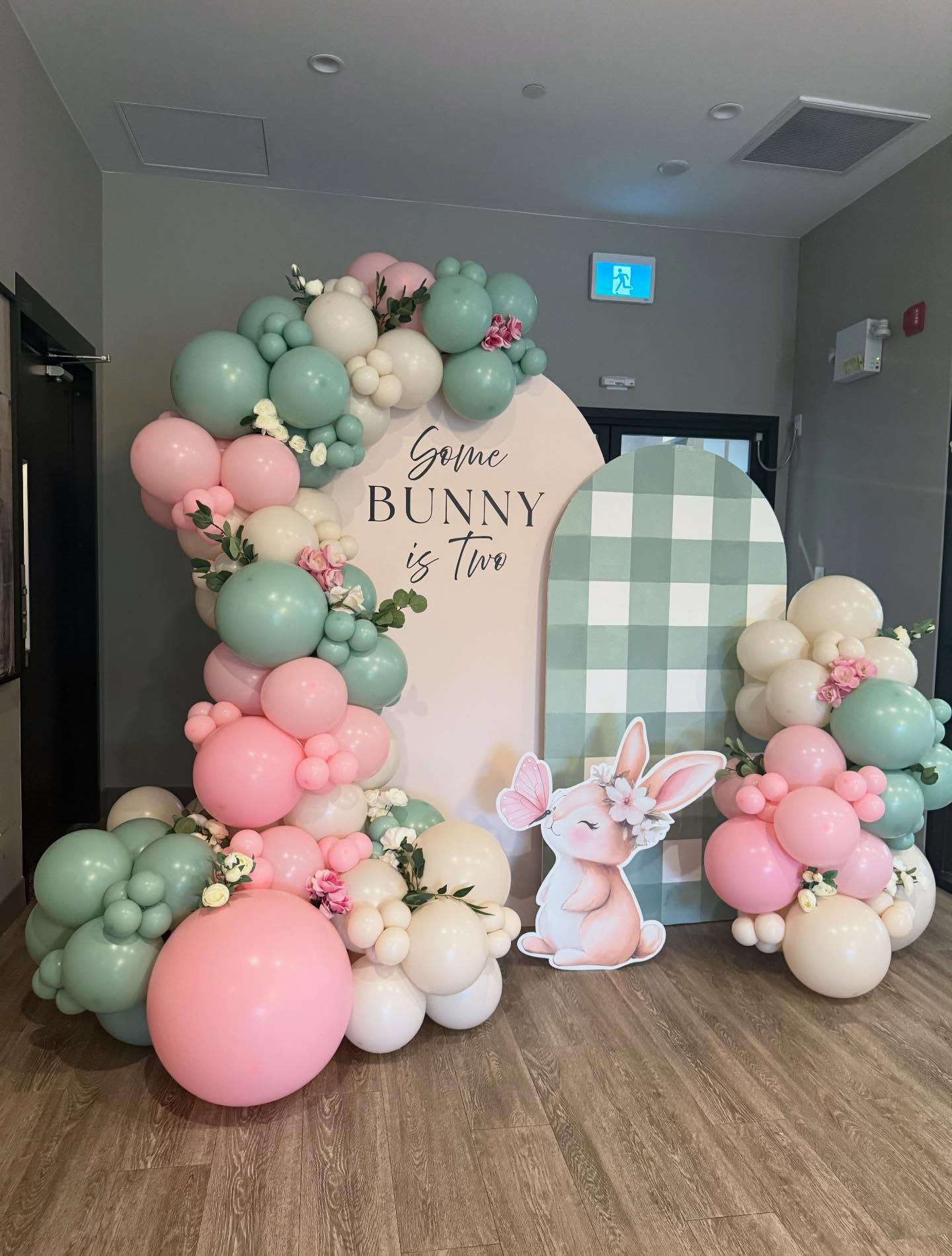 Some Bunny Is Two Pastel Balloon Backdrop