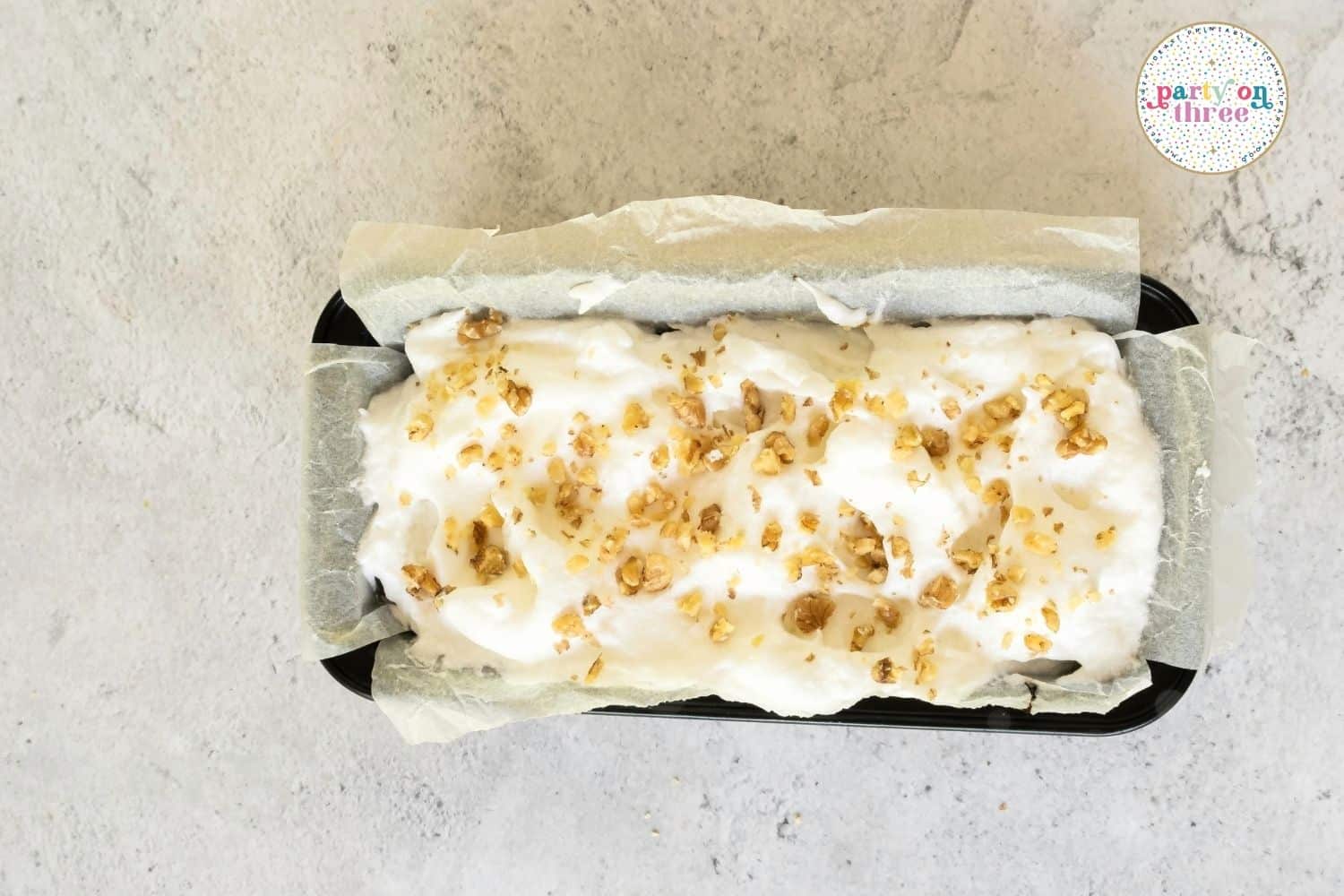Sweet potato bread before toasting the topping.