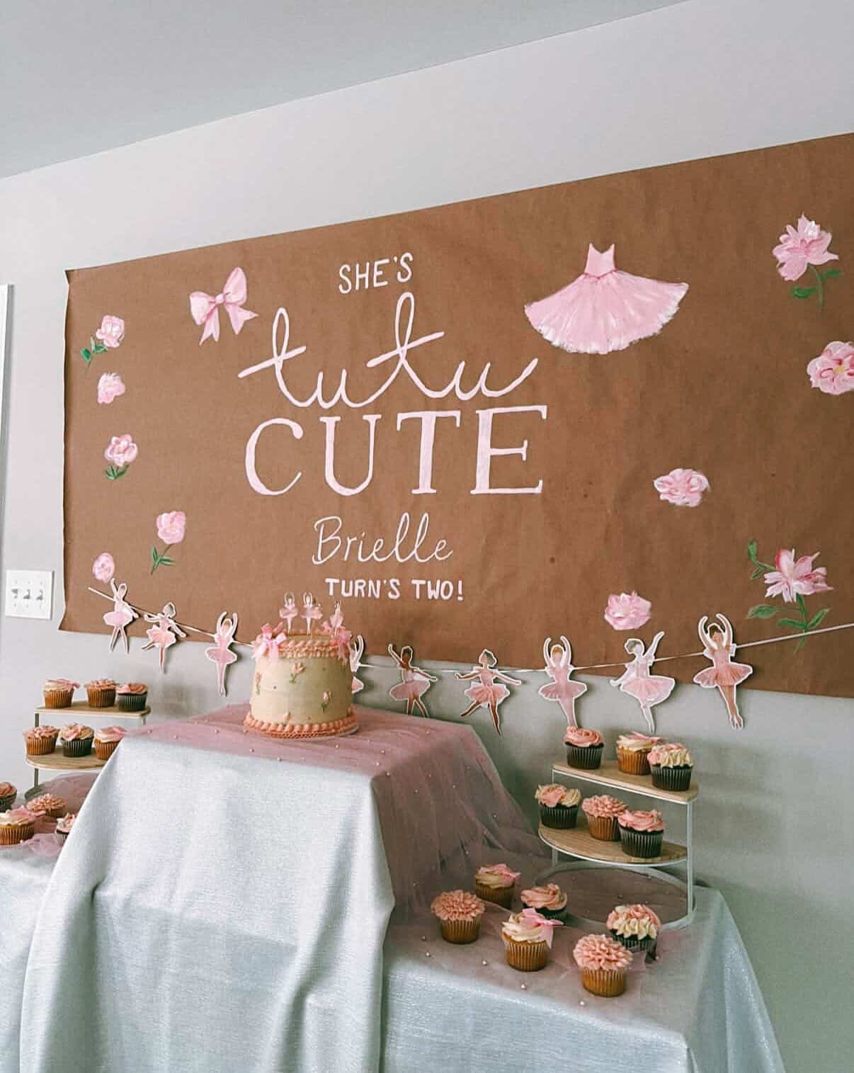 Tutu Cute Ballerina Theme With Paper Garland