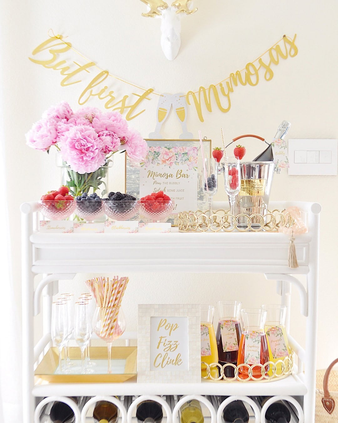 Bar Cart Setup - But First Mimosas