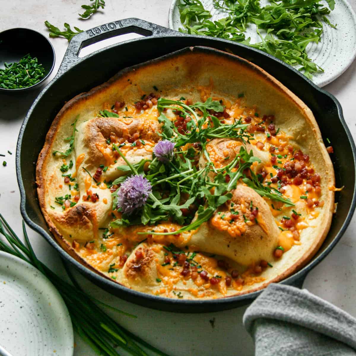 Cheddar and Chive Savory Dutch Baby