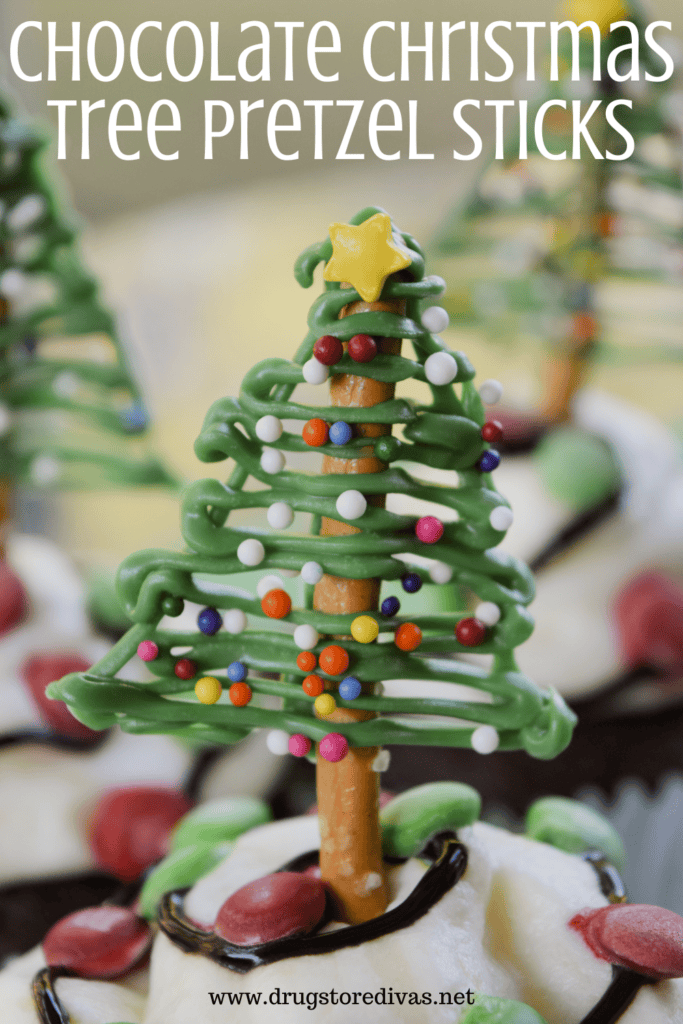 Chocolate Christmas Tree Pretzel Sticks