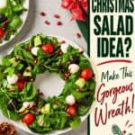 Christmas Wreath Salad with mozzarella, tomatoes, pomegranate and balsamic drizzle arranged in a wreath shape