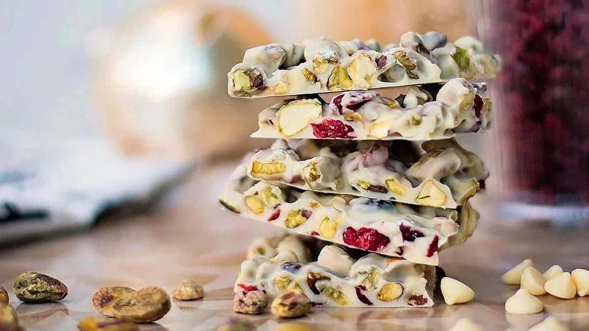 Cranberry Pistachio White Chocolate Bark