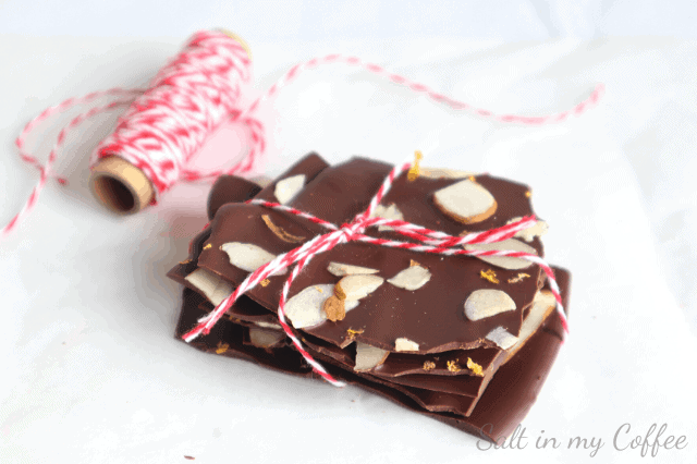Easy Dark Chocolate Orange and Almond Bark - Salt in my Coffee