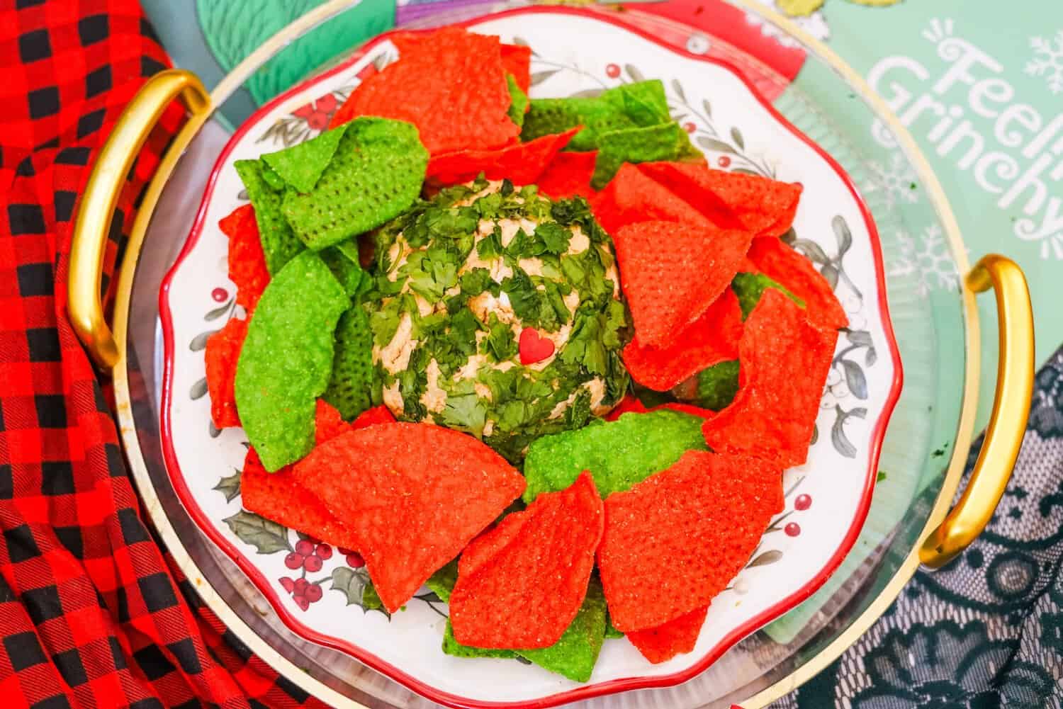 Festive Christmas Grinch Cheeseball Appetizer Recipe - The Benson Street