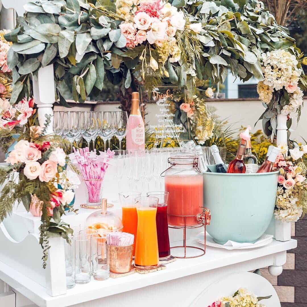 Flower Cart Mimosa Bar With a Full Drink Menu