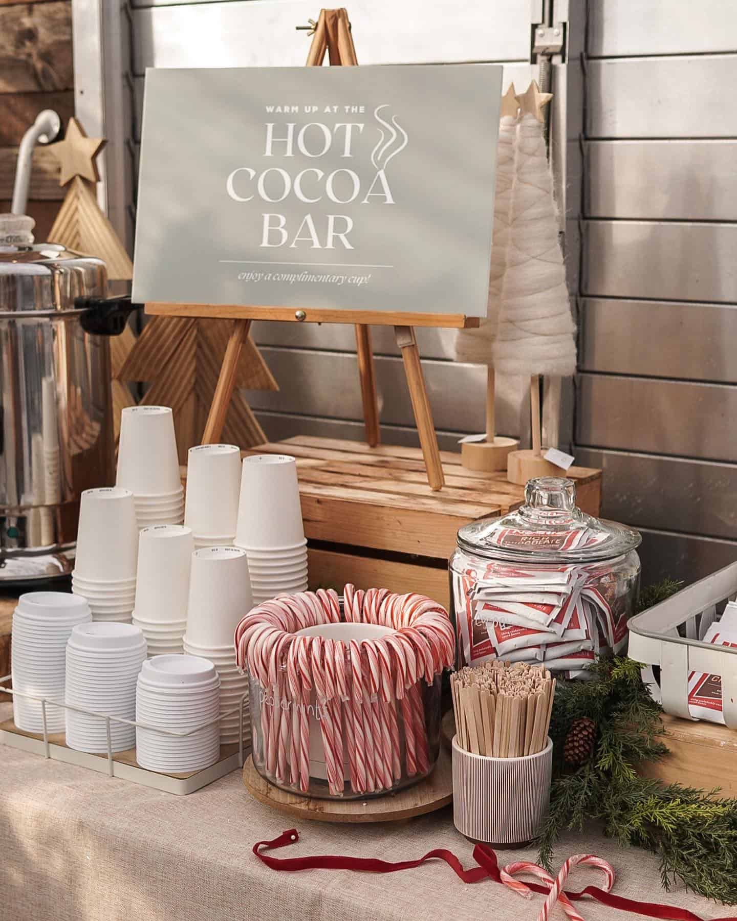 Hot Cocoa Bar Sign With Cocoa Packets for a Crowd