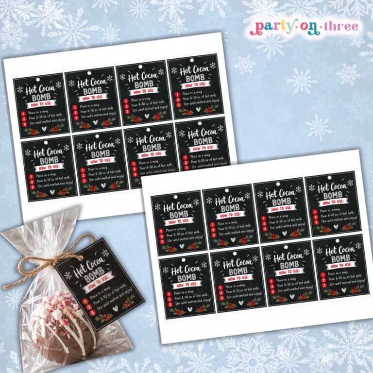 Free Printable Hot Cocoa Bomb Tags for Christmas