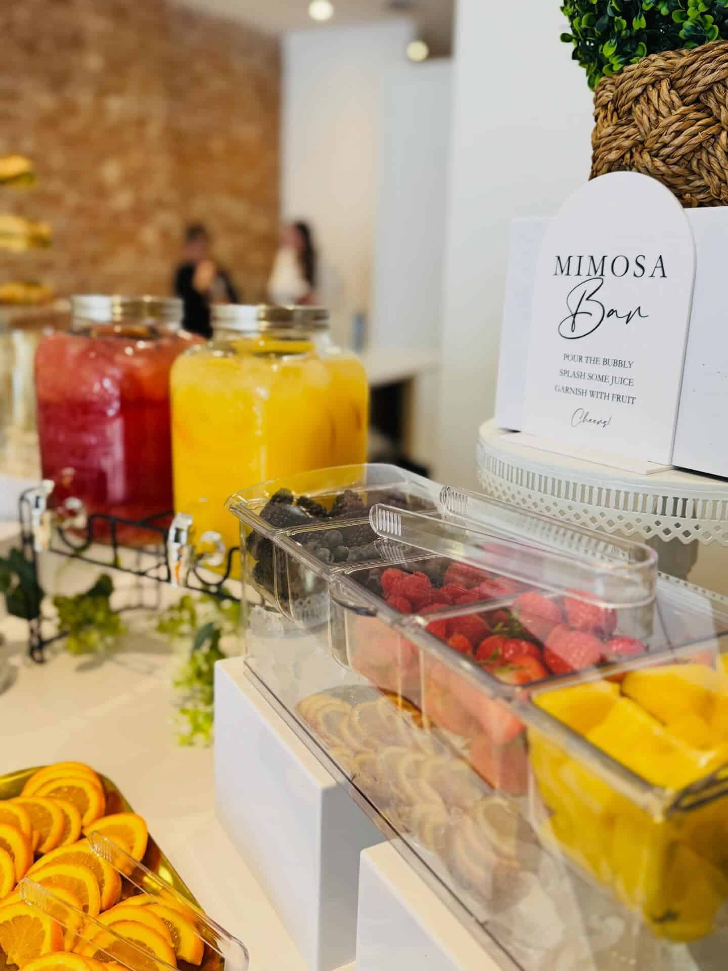 Mason Jar Mimosa Bar With Fresh Fruit Bins