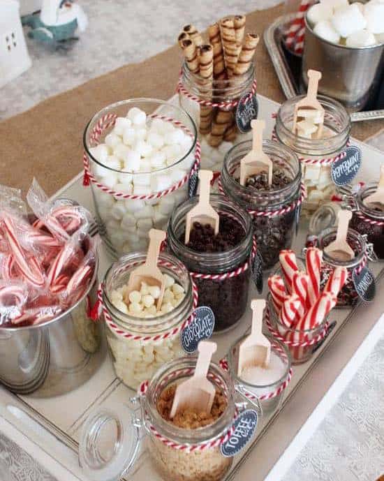 Mini Mason Jars With Wooden Scoops for Hot Cocoa