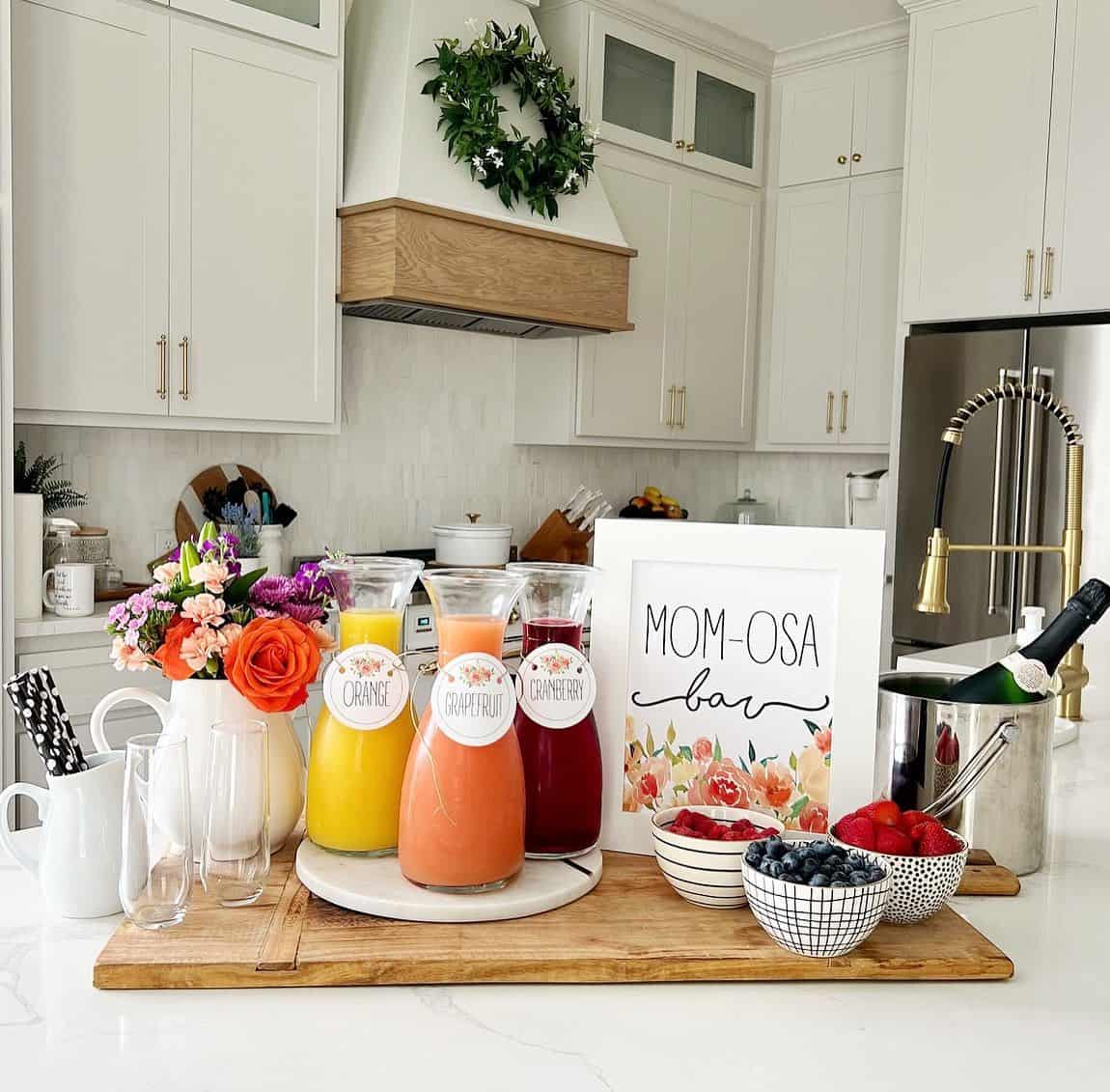 Mom-osa Bar Styled on a Wood Serving Board