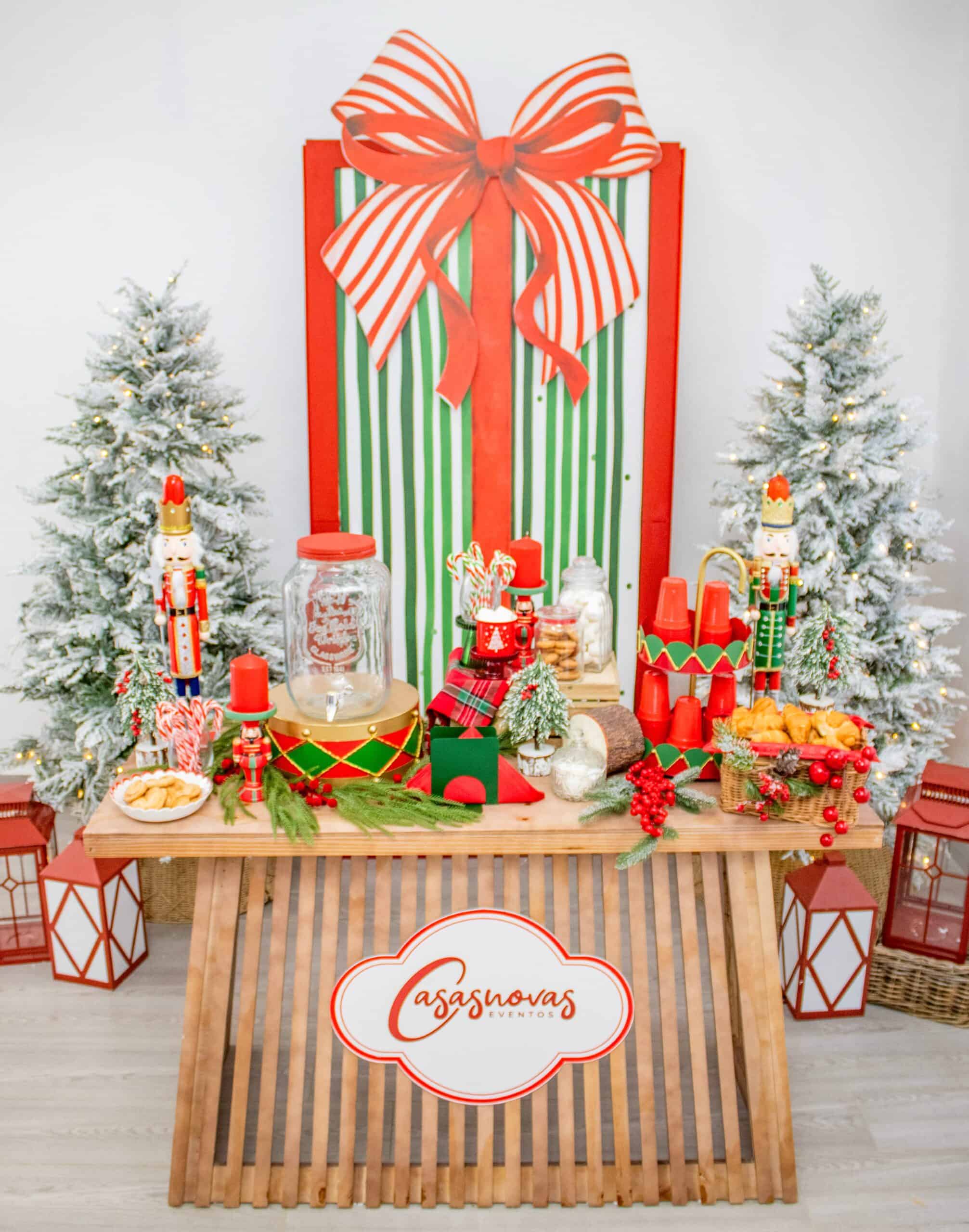 Oversized Present Backdrop for a Hot Cocoa Bar