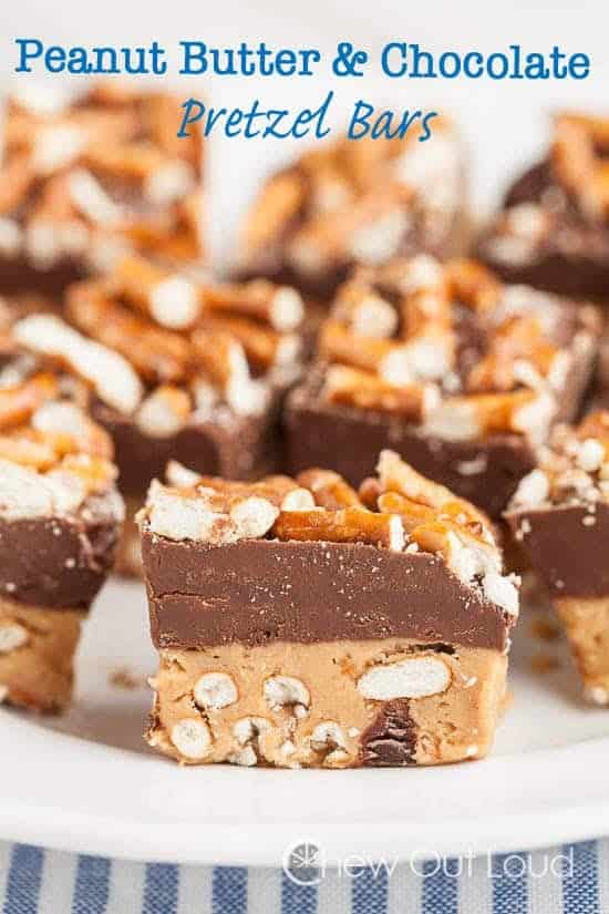 Peanut Butter Chocolate Pretzel Bars (no-bake)