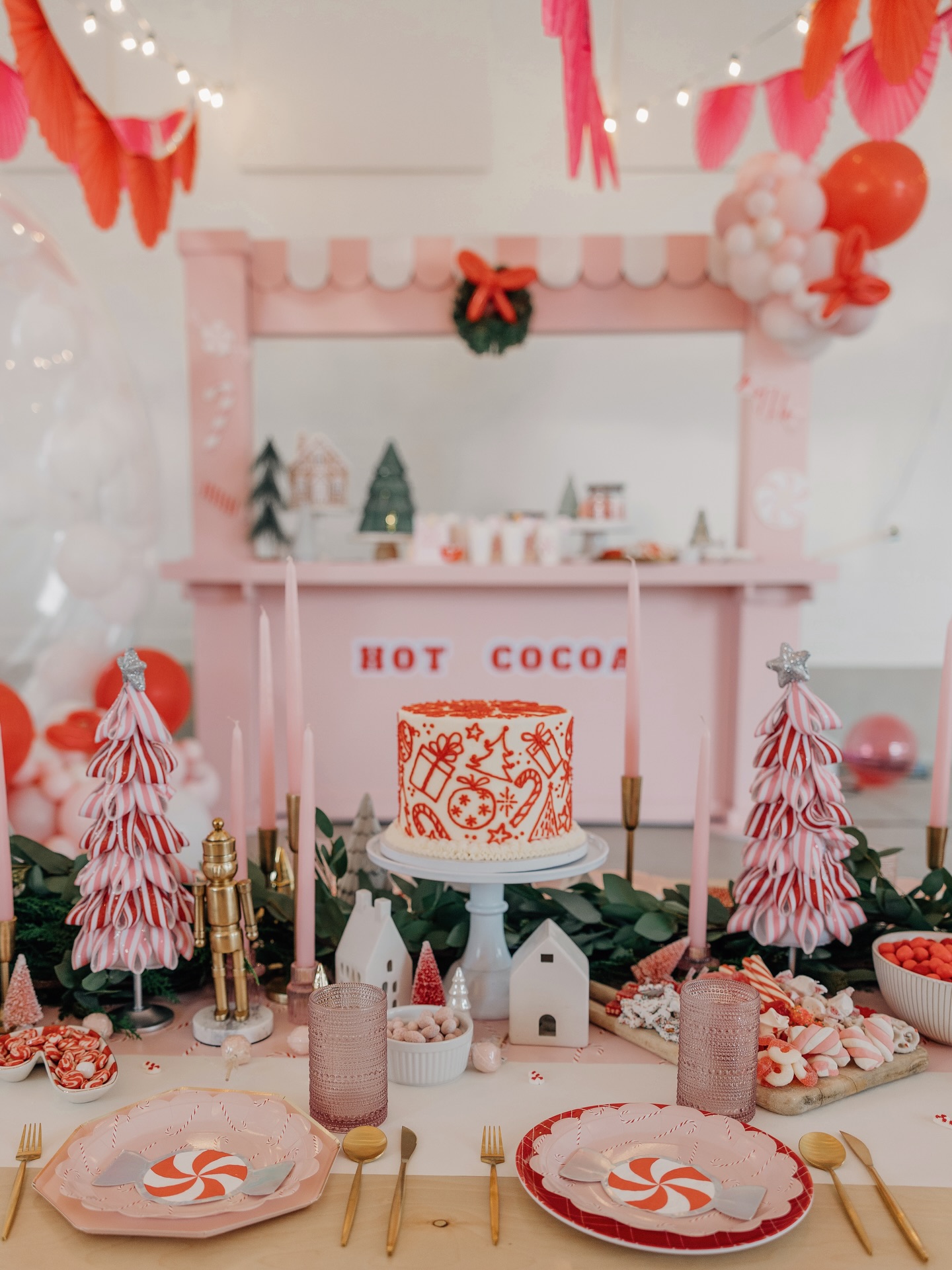 Pink and Red Hot Cocoa Stand for a Party