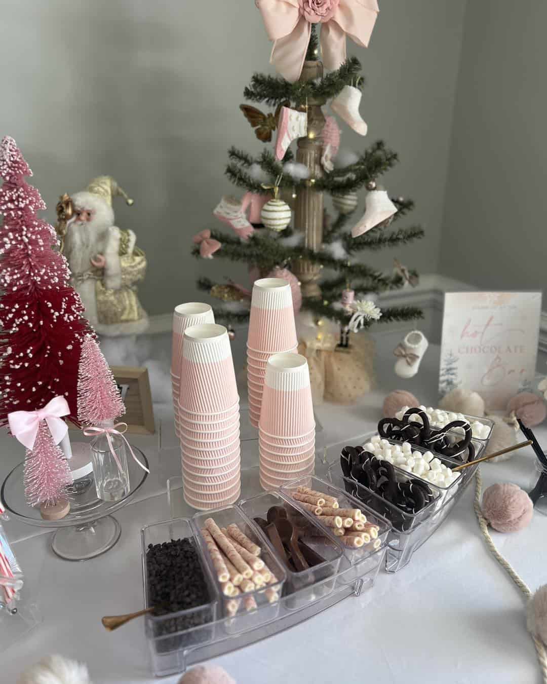 Pink Hot Chocolate Bar With Striped Paper Cups