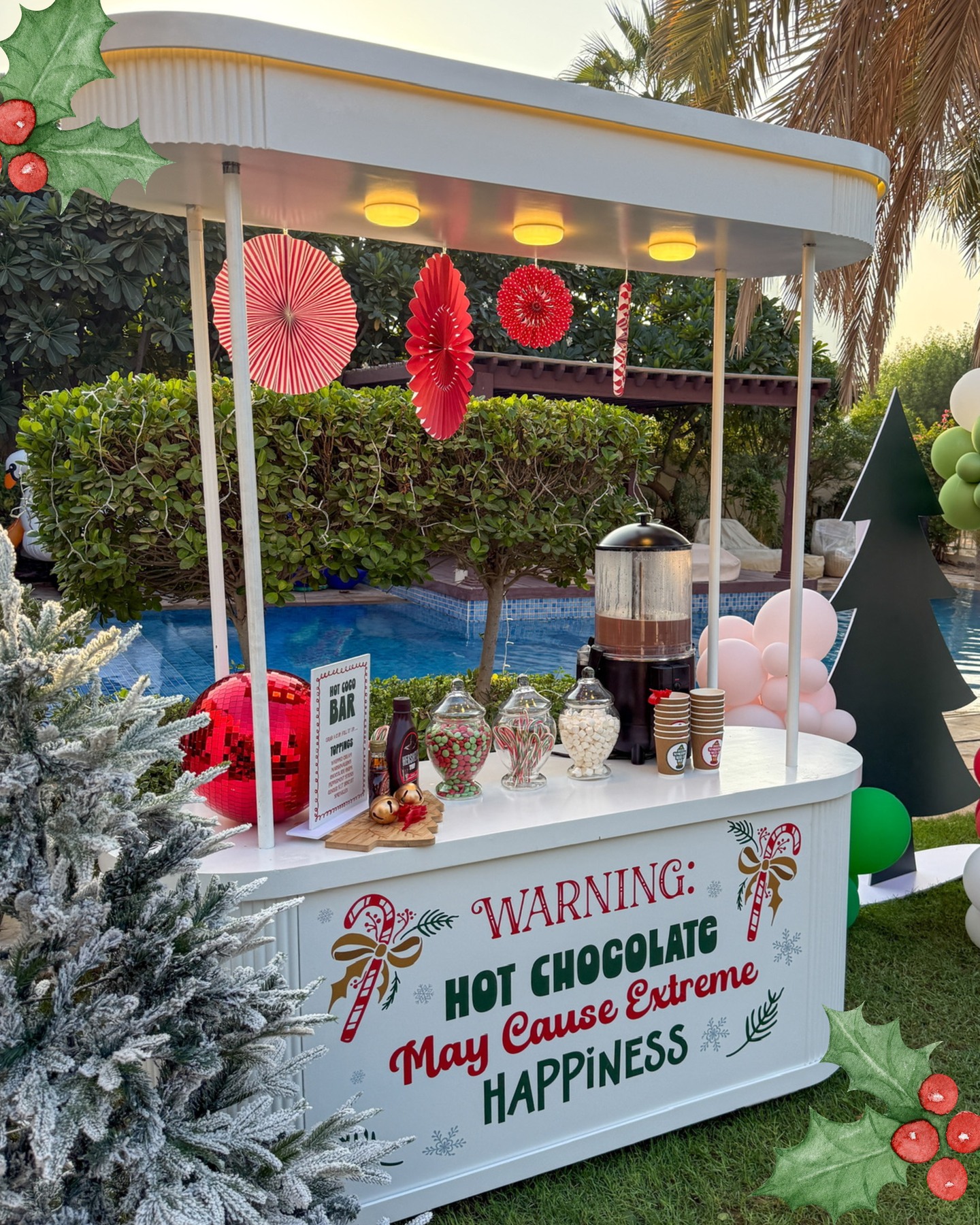 Poolside Hot Cocoa Cart With a Disco Ball